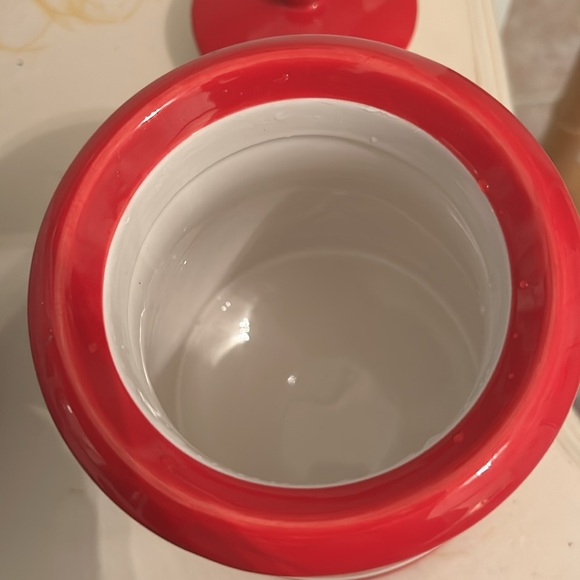 TERRAMOTO CERAMIC Canister red and white stripe - Picture 2 of 5